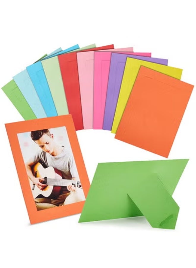 Peachjoy 30 Pack Colorful 5x7 inch Paper Picture Frames, Cardboard Photo Easels for DIY, Classroom Crafts, 10 Rainbow Colors - Paper Frames - Image 1